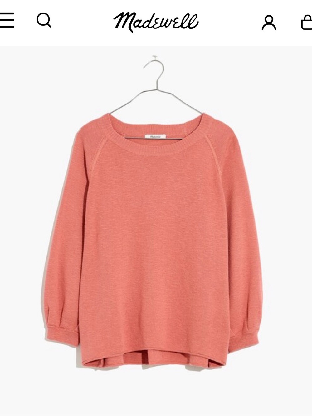 Madewell Coral-Peach Scoop Neck Pullover